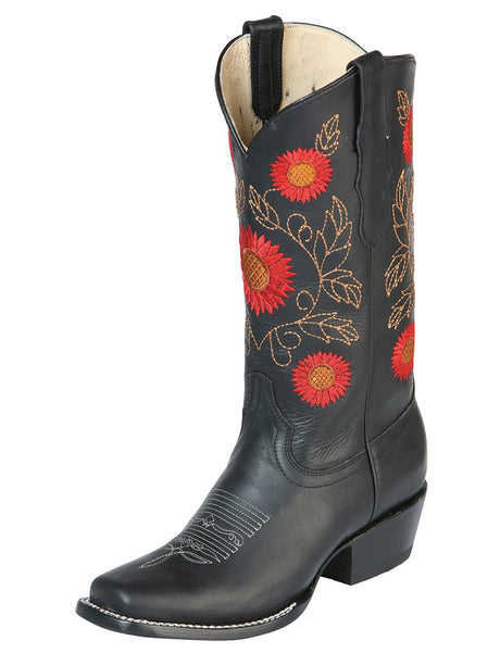 Women’s Flower Embroidered Genuine Leather Rodeo Cowgirl Boots 'El General' 51163 - BELLEZA'S - Women’s Flower Embroidered Genuine Leather Rodeo Cowgirl Boots 'El General' 51163 - Women's Boots - 05116301