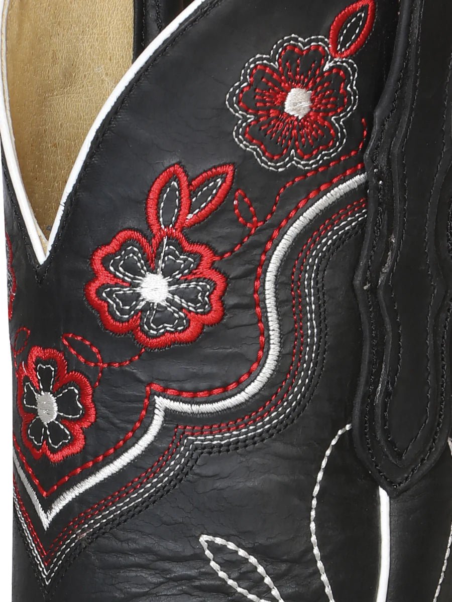 Women's Genuine Leather Floral Embroidered Cowgirl Boots 'El General' Black Color 42977 - BELLEZA'S - Women's Genuine Leather Floral Embroidered Cowgirl Boots 'El General' Black Color 42977 - Women's Boots - 42977 5