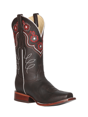 Women's Genuine Leather Floral Embroidered Cowgirl Boots 'The General' Choco Color 42981 - BELLEZA'S - Women's Genuine Leather Floral Embroidered Cowgirl Boots 'The General' Choco Color 42981 - Women's Boots - 42981 5