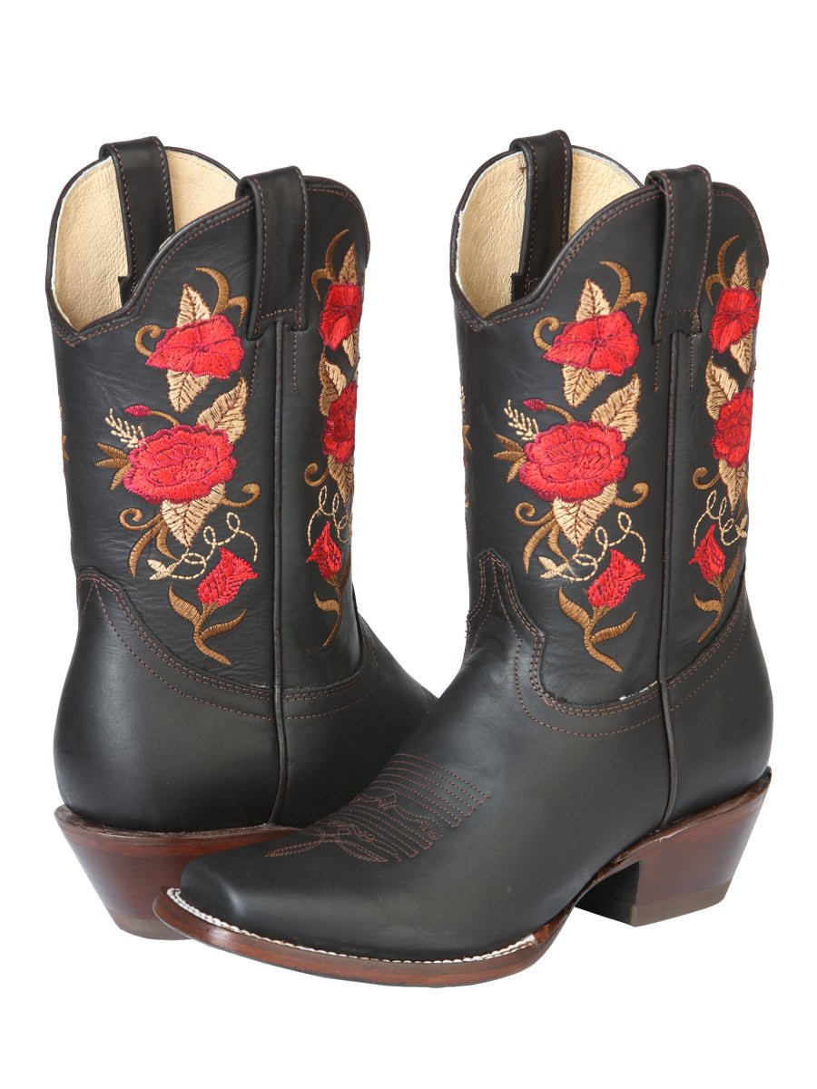 Women’s Genuine Leather Floral Embroidered Western Cowgirl Boots 'The General' 43663 - BELLEZA'S - Women’s Genuine Leather Floral Embroidered Western Cowgirl Boots 'The General' 43663 - Women's Boots - 04366301
