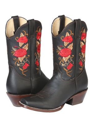Women’s Genuine Leather Floral Embroidered Western Cowgirl Boots 'The General' 43663 - BELLEZA'S - Women’s Genuine Leather Floral Embroidered Western Cowgirl Boots 'The General' 43663 - Women's Boots - 04366301