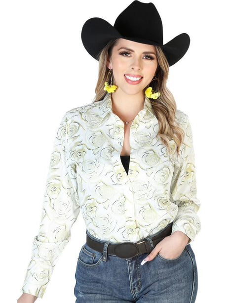 Women's Lemon Floral Print Long Sleeve Western Shirt 'El Señor de los Cielos' 43896 - BELLEZA'S - Women's Lemon Floral Print Long Sleeve Western Shirt 'El Señor de los Cielos' 43896 - Women's Shirt - 04389601
