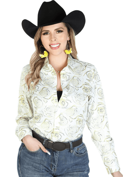 Women's Lemon Floral Print Long Sleeve Western Shirt 'El Señor de los Cielos' 43896 - BELLEZA'S - Women's Lemon Floral Print Long Sleeve Western Shirt 'El Señor de los Cielos' 43896 - Women's Shirt - 04389601