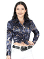 Women’s Navy Print Long Sleeve Casual Shirt 'El Señor de los Cielos' 44594 - BELLEZA'S - Women’s Navy Print Long Sleeve Casual Shirt 'El Señor de los Cielos' 44594 - Women's Shirt - 04459401