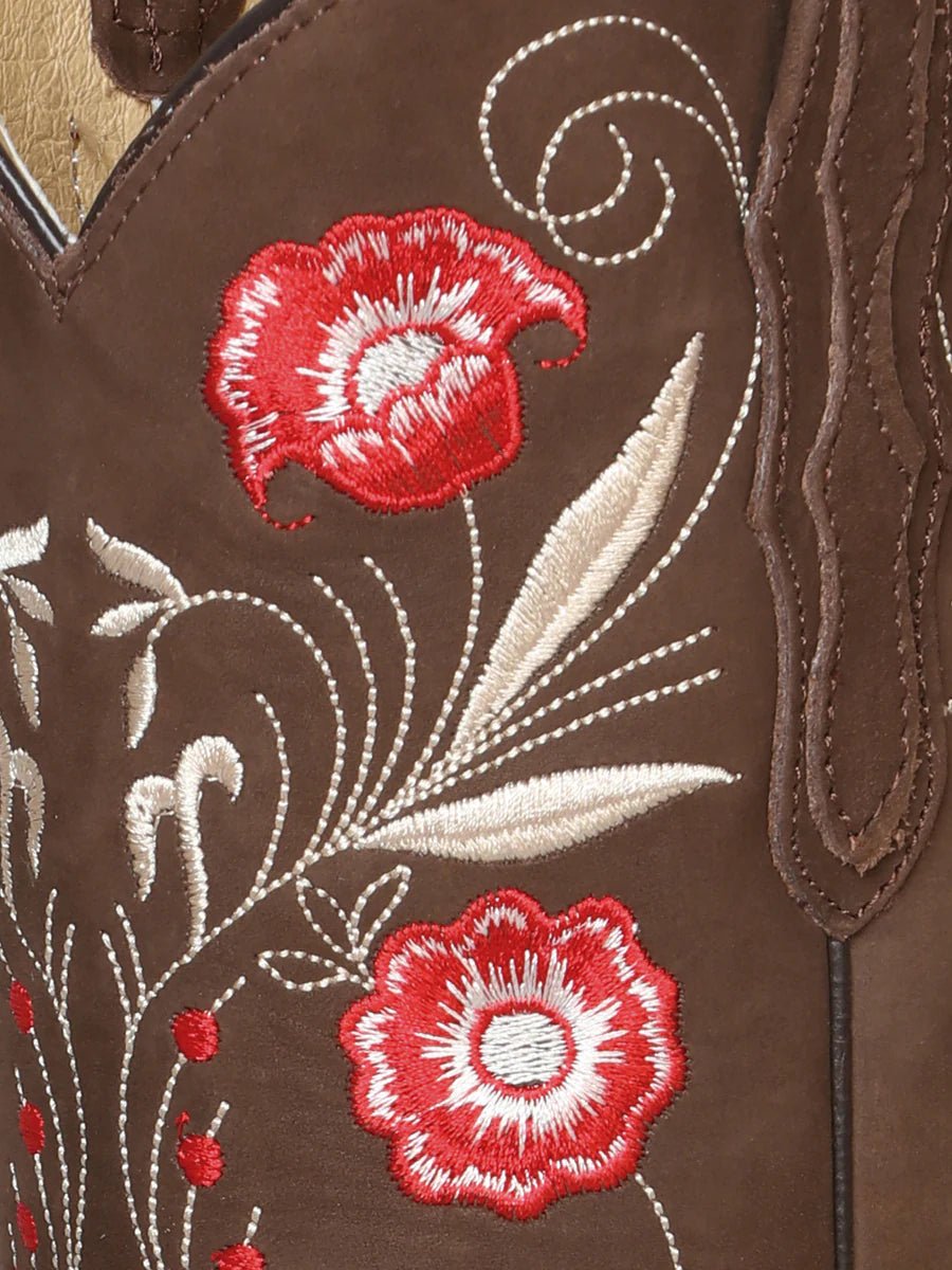 Women's Nubuck Leather Floral Embroidered Cowgirl Boots 'El General' Camel Color 42984 - BELLEZA'S - Women's Nubuck Leather Floral Embroidered Cowgirl Boots 'El General' Camel Color 42984 - Women's Boots - 42984 5