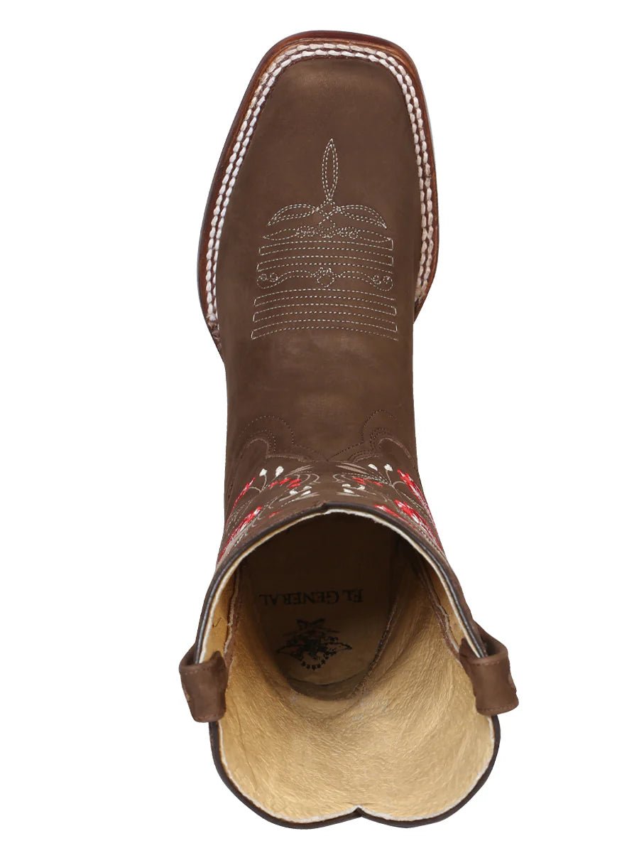 Women's Nubuck Leather Floral Embroidered Cowgirl Boots 'El General' Camel Color 42984 - BELLEZA'S - Women's Nubuck Leather Floral Embroidered Cowgirl Boots 'El General' Camel Color 42984 - Women's Boots - 42984 5