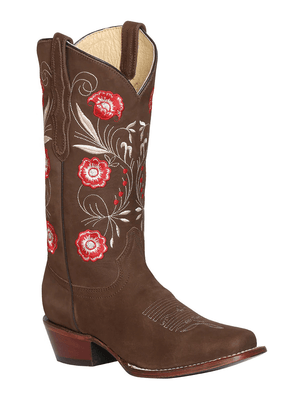 Women's Nubuck Leather Floral Embroidered Cowgirl Boots 'El General' Camel Color 42984 - BELLEZA'S - Women's Nubuck Leather Floral Embroidered Cowgirl Boots 'El General' Camel Color 42984 - Women's Boots - 42984 5