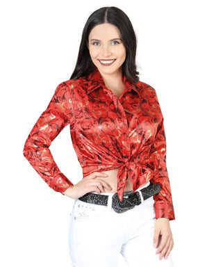 Women’s Red Print Long Sleeve Casual Blouse 'El Señor de los Cielos' 44597 - BELLEZA'S - Women’s Red Print Long Sleeve Casual Blouse 'El Señor de los Cielos' 44597 - Women's Shirt - 04459701