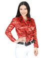 Women’s Red Print Long Sleeve Casual Blouse 'El Señor de los Cielos' 44597 - BELLEZA'S - Women’s Red Print Long Sleeve Casual Blouse 'El Señor de los Cielos' 44597 - Women's Shirt - 04459701