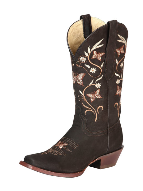 Women’s Rodeo Butterflies Embroidered Shaft Western Cowgirl Boots 'El General' 51227 - BELLEZA'S - Women’s Rodeo Butterflies Embroidered Shaft Western Cowgirl Boots 'El General' 51227 - Women's Boots - 05122701