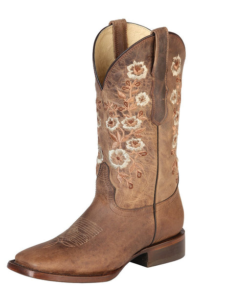 Women’s Rodeo Flowers Embroidered Shaft Western Cowgirl Boots 'El General' Orix 51231 - BELLEZA'S - Women’s Rodeo Flowers Embroidered Shaft Western Cowgirl Boots 'El General' Orix 51231 - Women's Boots - 05123101