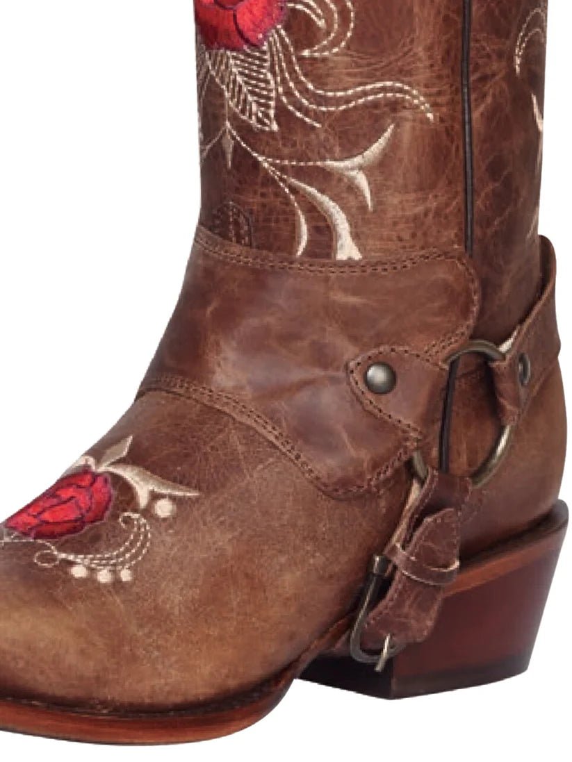 Women's Rustic Tang Bovine Leather Rodeo Boots with Hoop 'El General' Tan Color 41783 - BELLEZA'S - Women's Rustic Tang Bovine Leather Rodeo Boots with Hoop 'El General' Tan Color 41783 - Women's Boots - 04178301