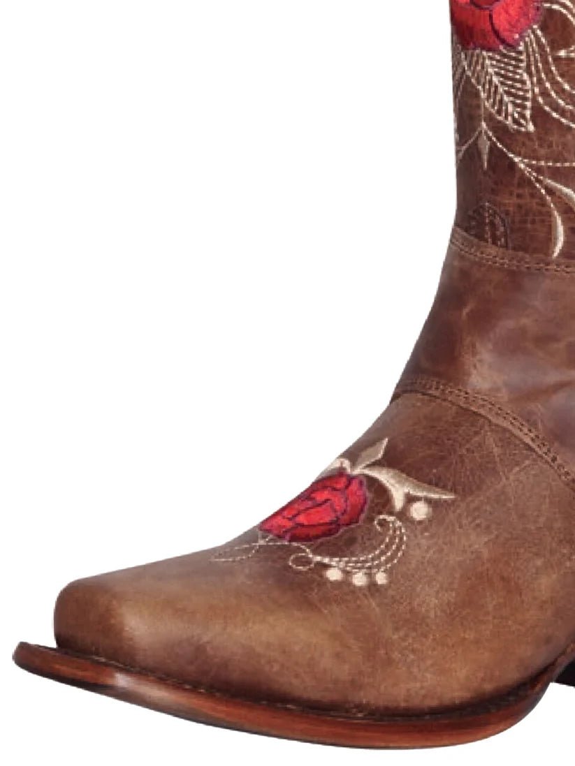 Women's Rustic Tang Bovine Leather Rodeo Boots with Hoop 'El General' Tan Color 41783 - BELLEZA'S - Women's Rustic Tang Bovine Leather Rodeo Boots with Hoop 'El General' Tan Color 41783 - Women's Boots - 04178301