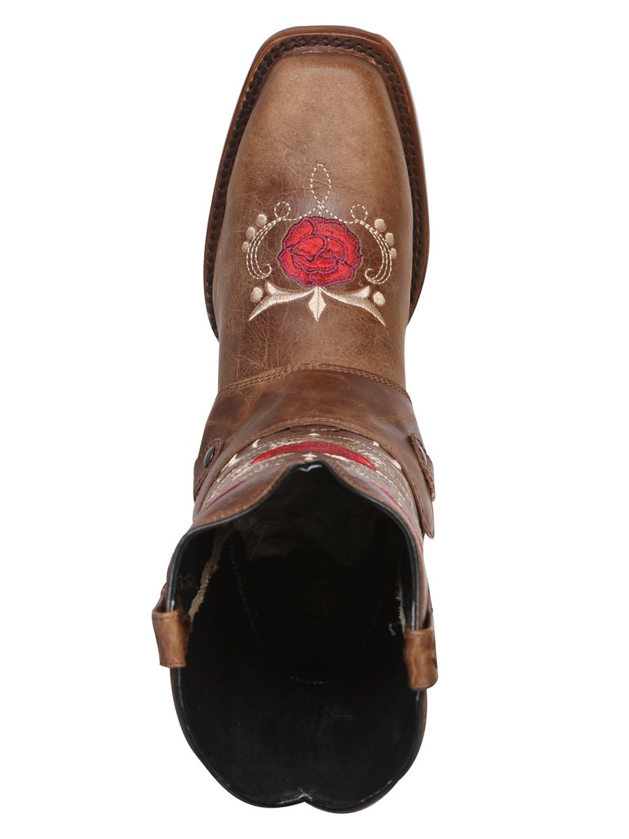 Women's Rustic Tang Bovine Leather Rodeo Boots with Hoop 'El General' Tan Color 41783 - BELLEZA'S - Women's Rustic Tang Bovine Leather Rodeo Boots with Hoop 'El General' Tan Color 41783 - Women's Boots - 04178301