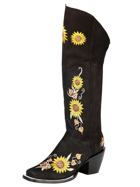 Women’s Sunflowers Embroidered High Shaft Western Cowgirl Boots 'El General' 43914 - BELLEZA'S - Women’s Sunflowers Embroidered High Shaft Western Cowgirl Boots 'El General' 43914 - Women's Boots - 04391401
