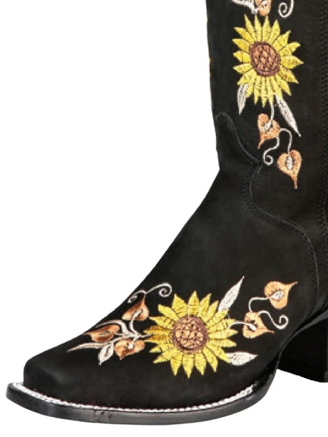 Women’s Sunflowers Embroidered High Shaft Western Cowgirl Boots 'El General' 43914 - BELLEZA'S - Women’s Sunflowers Embroidered High Shaft Western Cowgirl Boots 'El General' 43914 - Women's Boots - 04391401