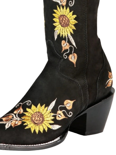 Women’s Sunflowers Embroidered High Shaft Western Cowgirl Boots 'El General' 43914 - BELLEZA'S - Women’s Sunflowers Embroidered High Shaft Western Cowgirl Boots 'El General' 43914 - Women's Boots - 04391401