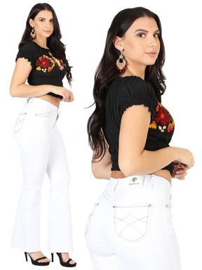Women's White Bootcut Denim Jeans 'Centenario' 45545 - BELLEZA'S - Women's White Bootcut Denim Jeans 'Centenario' 45545 - Women's Pants - 04554501