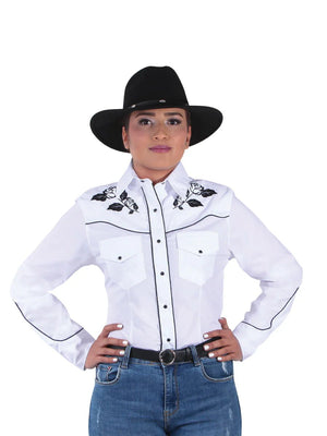 Women’s White Floral Embroidered Long Sleeve Western Shirt 'El Señor de los Cielos' 42970 - BELLEZA'S - Women’s White Floral Embroidered Long Sleeve Western Shirt 'El Señor de los Cielos' 42970 - Women's Shirt - 04297001