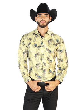 Yellow Casual Long Sleeve Shirt 43824 - BELLEZA'S - Yellow Casual Long Sleeve Shirt 43824 - CABALLERO - 04382401