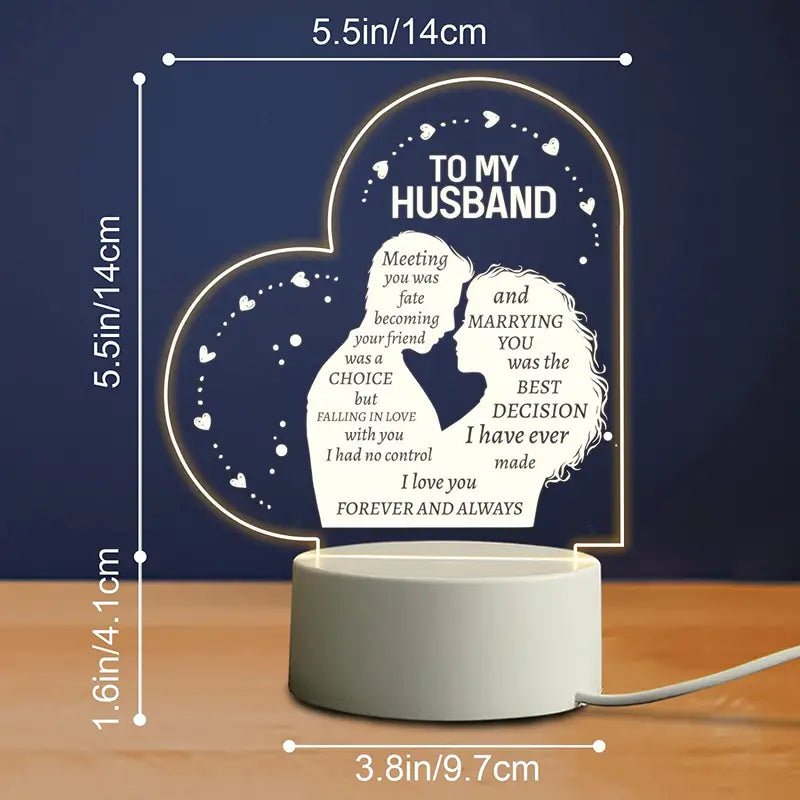 1pc Gifts To My Husband Gifts From Wife Night Light, Husband Birthday Weeding Anniversary Valentines Day Gifts For Husband, Fathers Day Night Lamp Gifts For He From Wife - BELLEZA'S - Valentine's Day - 03215