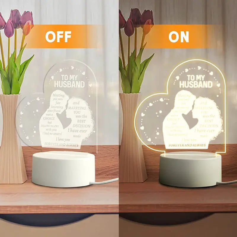 1pc Gifts To My Husband Gifts From Wife Night Light, Husband Birthday Weeding Anniversary Valentines Day Gifts For Husband, Fathers Day Night Lamp Gifts For He From Wife - BELLEZA'S - Valentine's Day - 03215