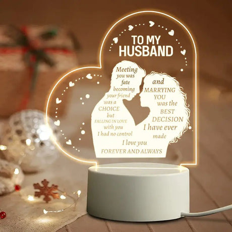 1pc Gifts To My Husband Gifts From Wife Night Light, Husband Birthday Weeding Anniversary Valentines Day Gifts For Husband, Fathers Day Night Lamp Gifts For He From Wife - BELLEZA'S - Valentine's Day - 03215