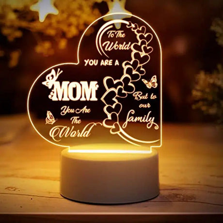 1pc Mothers Day Gifts Night Lamp, Arcylic Night Lamp Valentine's Day, Mothers' Day, Warm White Light - BELLEZA'S - Valentine's Day - 02870