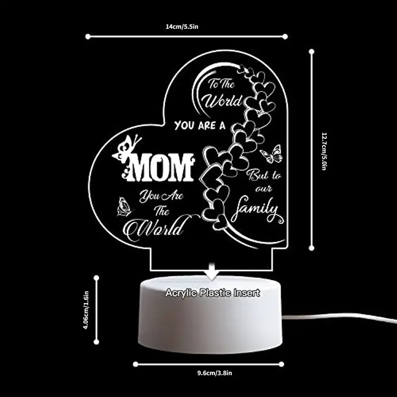 1pc Mothers Day Gifts Night Lamp, Arcylic Night Lamp Valentine's Day, Mothers' Day, Warm White Light - BELLEZA'S - Valentine's Day - 02870