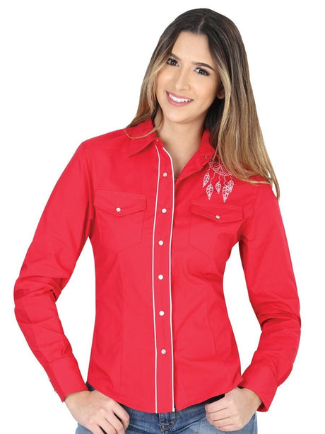 Blusa Vaquera Manga Larga para Mujer 'El General' *ROJO-40479* - BELLEZA'S - Camisa Para Mujer - 40479