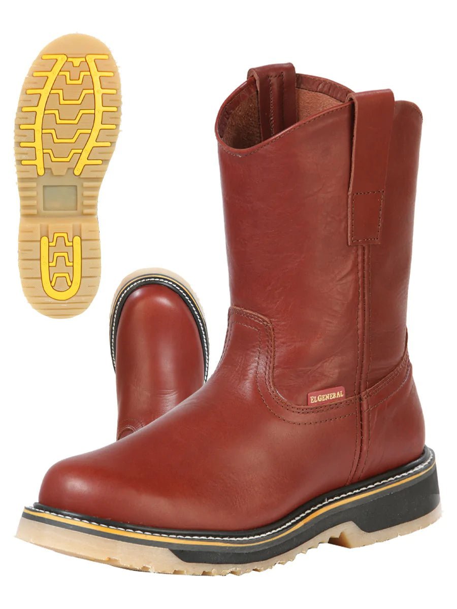 Botas De Trabajo Con Tubo Pull-On Con Punta Suave Para Hombre 'El General' SHEDRON-43371* - BELLEZA'S - Botas De Trabajo - 43371