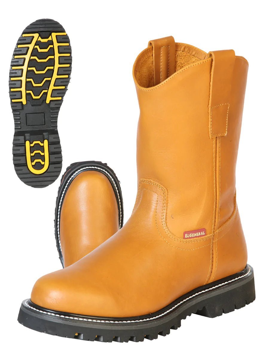 Botas De Trabajo De Tubo Pull-On Con Punta Suave de Para Hombre 'El General' *MIEL-43373* - BELLEZA'S - Botas De Trabajo - 43373