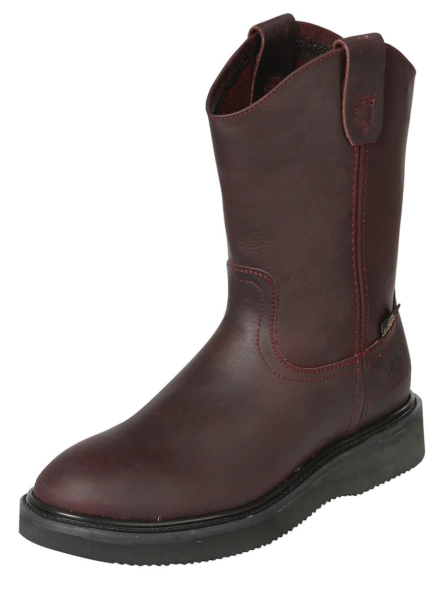 Botas De Trabajo De Tubo Pull-On Con Punta Suave de Para Hombre 'El General' VINO-126046* - BELLEZA'S - Botas De Trabajo - 126046