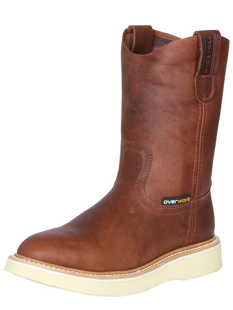 Botas De Trabajo De Tubo Pull-On Con Punta Suave Para Hombre 'Overwork' *CAFE-124716* - BELLEZA'S - Botas De Trabajo - 124716