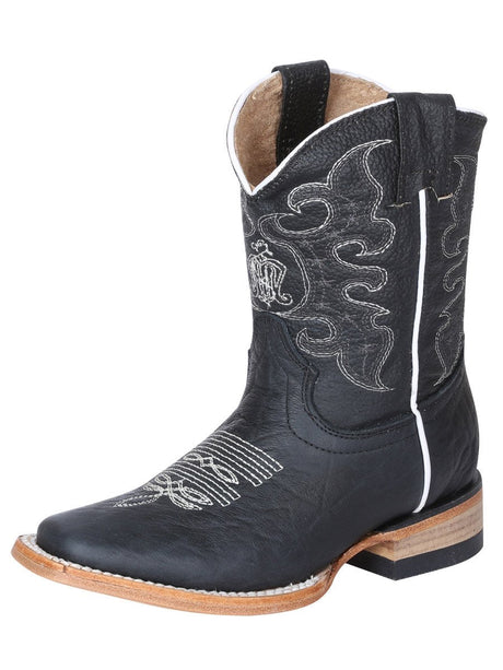 Botas Rodeo Clasicas, Cuello de Toro Imit para Niño 'El General' ID: 41814 NEGRO - BELLEZA'S - - 41814