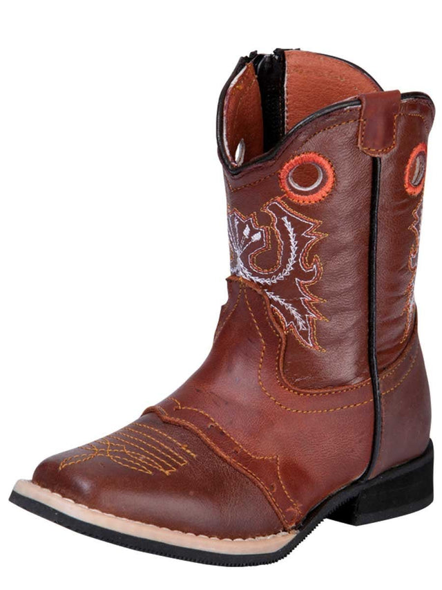 Botas Rodeo Clasicas de Piel Genuina para Bebe 'El General' - ID: 26451 CAFE/SHEDRON - BELLEZA'S - -