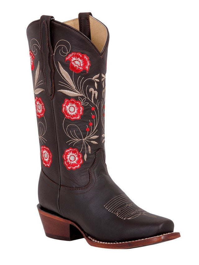 Botas Rodeo Clasicas de Piel Genuina Para Mujer 'El General' *CHOCOLATE-42982* - BELLEZA'S - Botas Para Damas - 42982