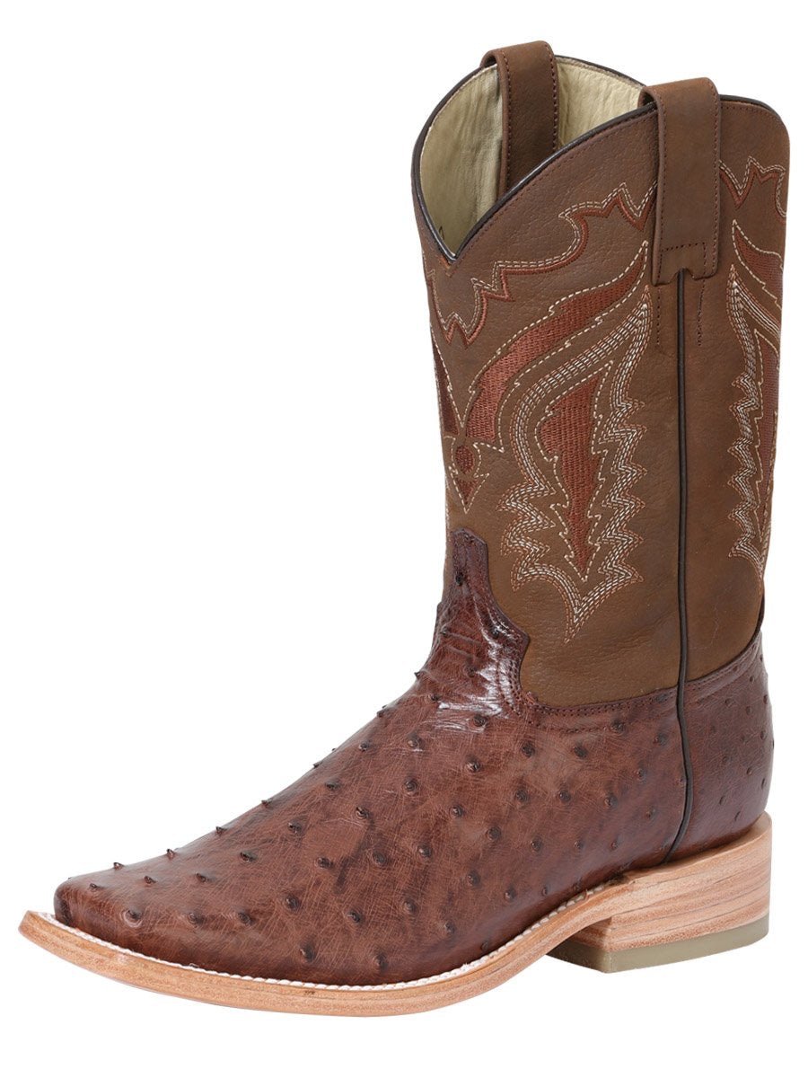 Botas Rodeo Exoticas Avestruz para Hombre '100 años' KANGO *TABACO-42150* - BELLEZA'S