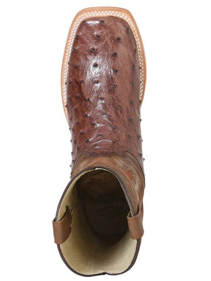 Botas Rodeo Exoticas Avestruz para Hombre '100 años' KANGO *TABACO-42150* - BELLEZA'S
