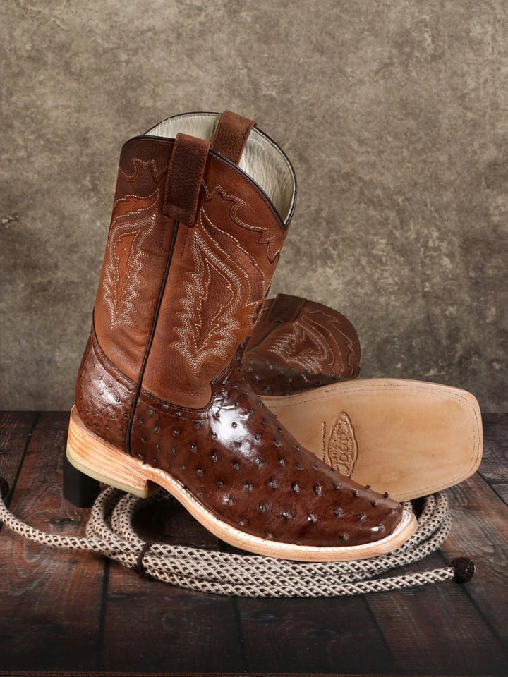 Botas Rodeo Exoticas Avestruz para Hombre '100 años' KANGO *TABACO-42150* - BELLEZA'S