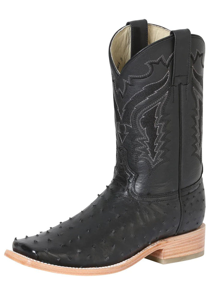 Botas Rodeo Exoticas Avestruz para Hombre '100 años' *NEGRO-42153* - BELLEZA'S - Botas Exoticas - 42153