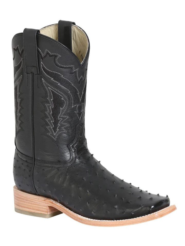 Botas Rodeo Exoticas Avestruz para Hombre '100 años' *NEGRO-42153* - BELLEZA'S - Botas Exoticas - 42153