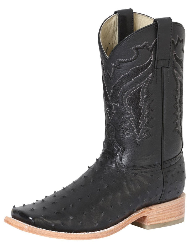 Botas Rodeo Exoticas Avestruz para Hombre '100 años' *NEGRO-42153* - BELLEZA'S - Botas Exoticas - 42153