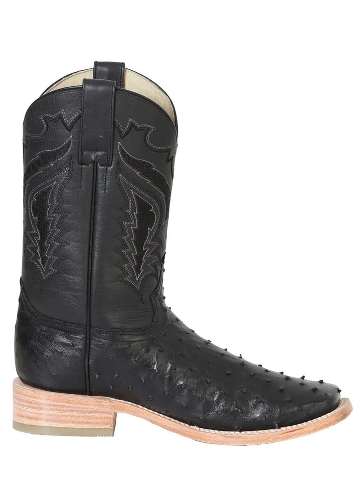 Botas Rodeo Exoticas Avestruz para Hombre '100 años' *NEGRO-42153* - BELLEZA'S - Botas Exoticas - 42153
