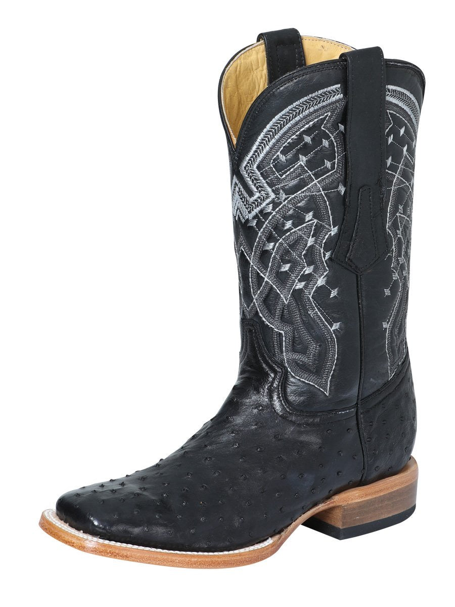 Botas Rodeo Exoticas Avestruz Para Hombre 'Centenario' *NEGRO-124406* - BELLEZA'S - Botas Exoticas - 124406