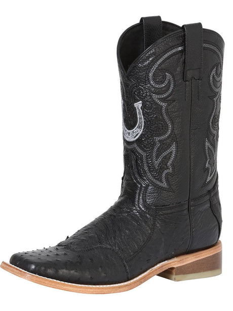 Botas Rodeo Exoticas Cuello Avestruz Para Hombre '100 Años' *NEGRO-42797* - BELLEZA'S - Botas Exoticas - 42797