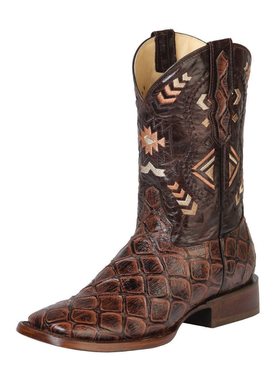 Botas Rodeo Fish Bovino Monster Imit Para Hombre 'El General' *BROWN-51246* - BELLEZA'S - Botas Rodeo Fish Bovino Monster Imit Para Hombre 'El General' *BROWN-51246* - Botas Para Hombres - 51246