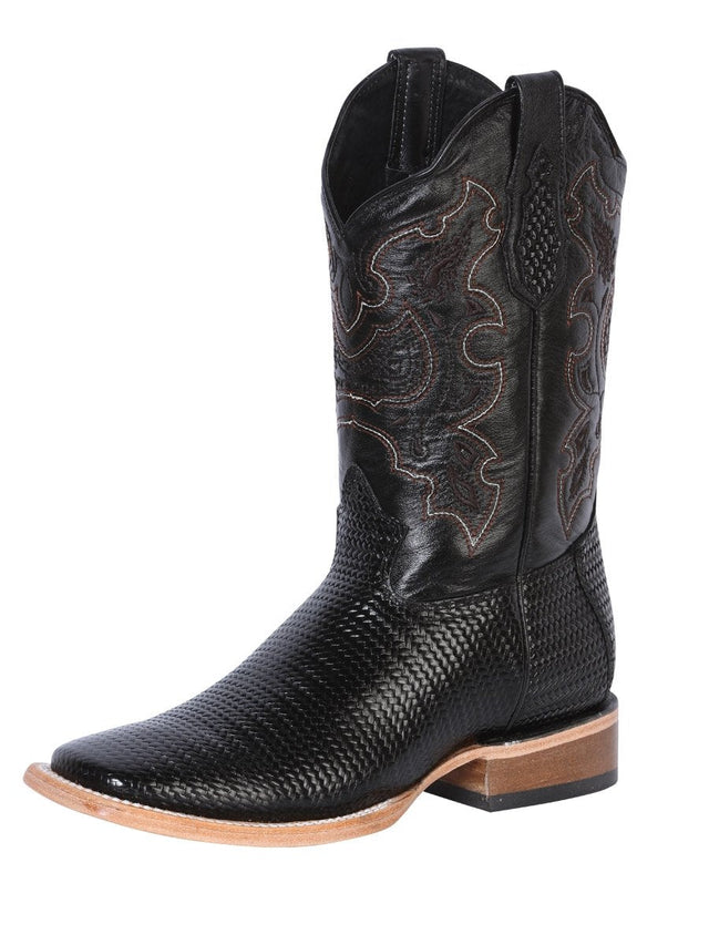 Botas Rodeo Grabadas Piel Grabado Tejido para Hombre' *NEGRO-41790* - BELLEZA'S - Botas Para Hombres - 41790