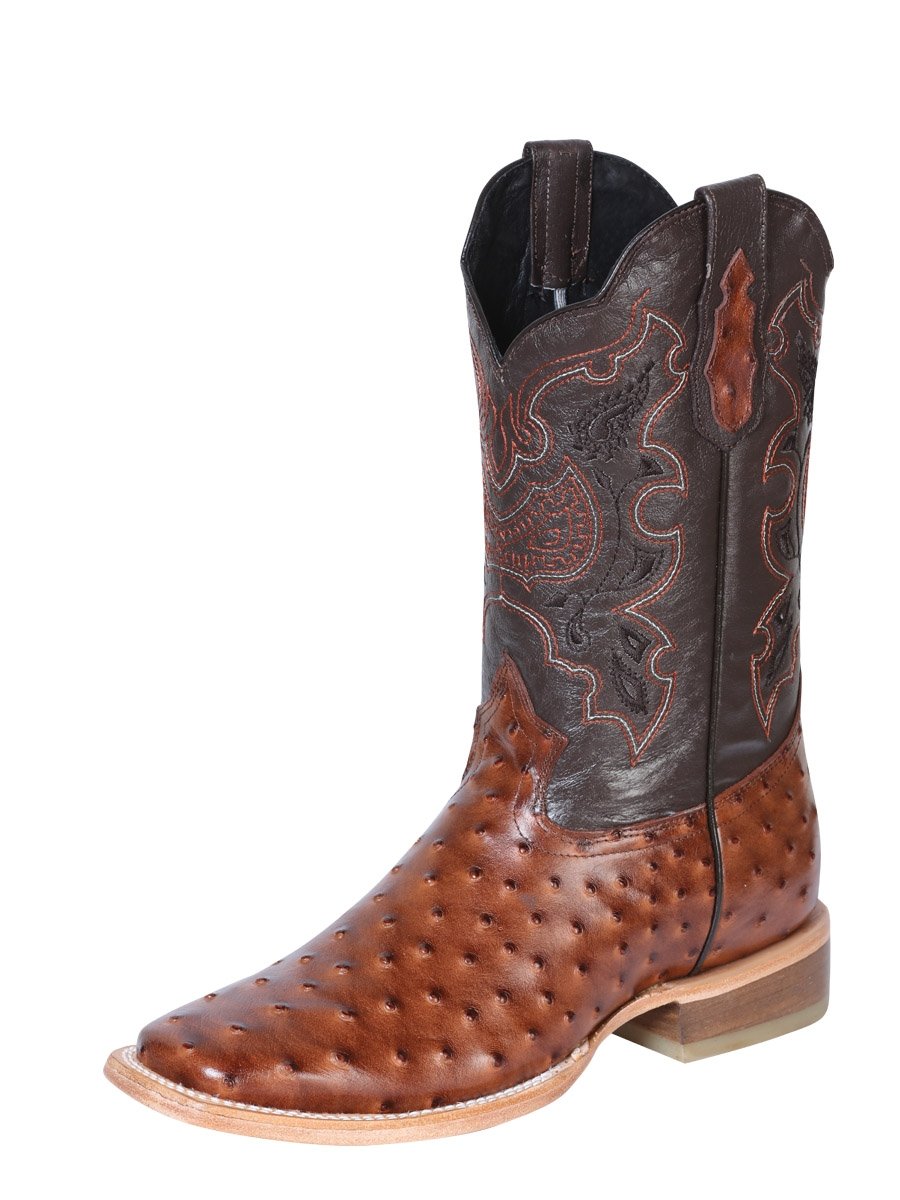 Botas Rodeo Imitacion de Avestruz Imit Para Hombre 'El General' COGNAC-41900 - BELLEZA'S - Bota Para Hombre - 41900