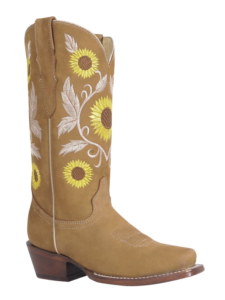 Botas Rodeo Para Mujer Clasicas Piel Nobuck 'Centenario' *MIEL-125772* - BELLEZA'S